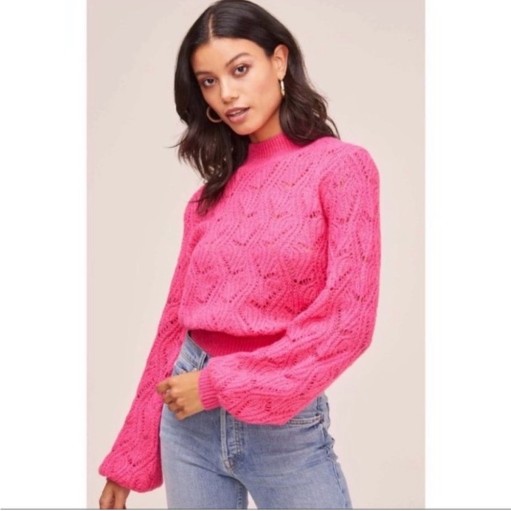 Astr Bright Pink Cowl Neck Sweater